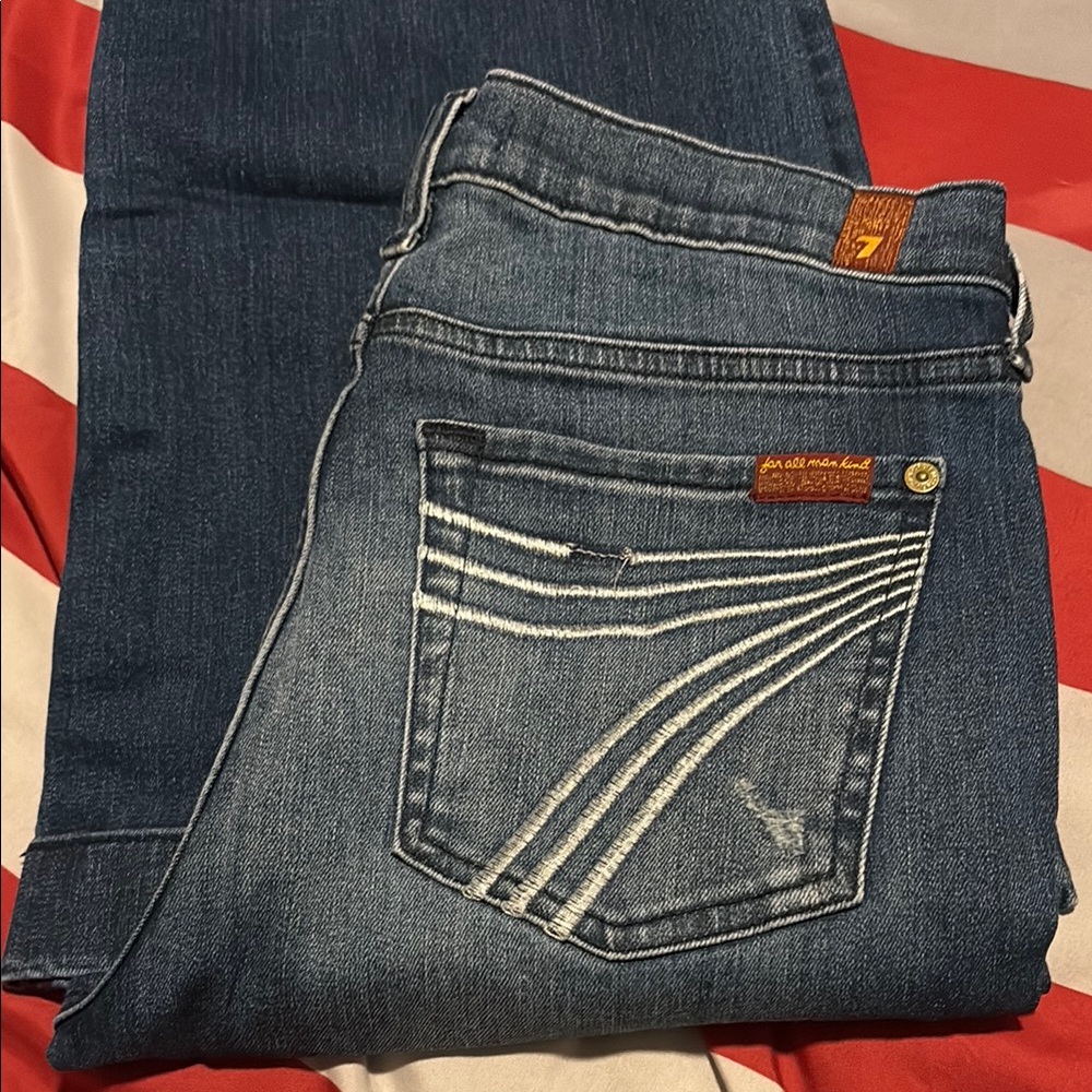 7 For All Mankind Women's Mid rise tailorless dojo Jeans Sz 28/32